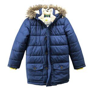 Boden Longline Puffer Jacket Kids 9-10Y Navy Blue Hooded Padded Winter Boys Girl